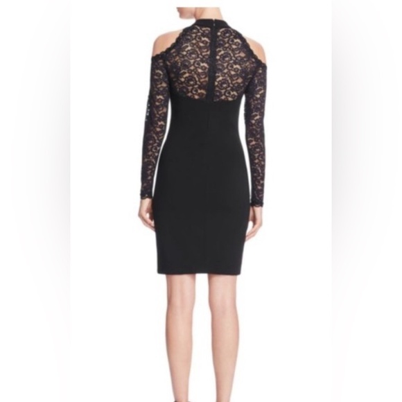 Nicole Miller Kendal Lace cold shoulder Black dress Size 0 - Picture 2 of 8